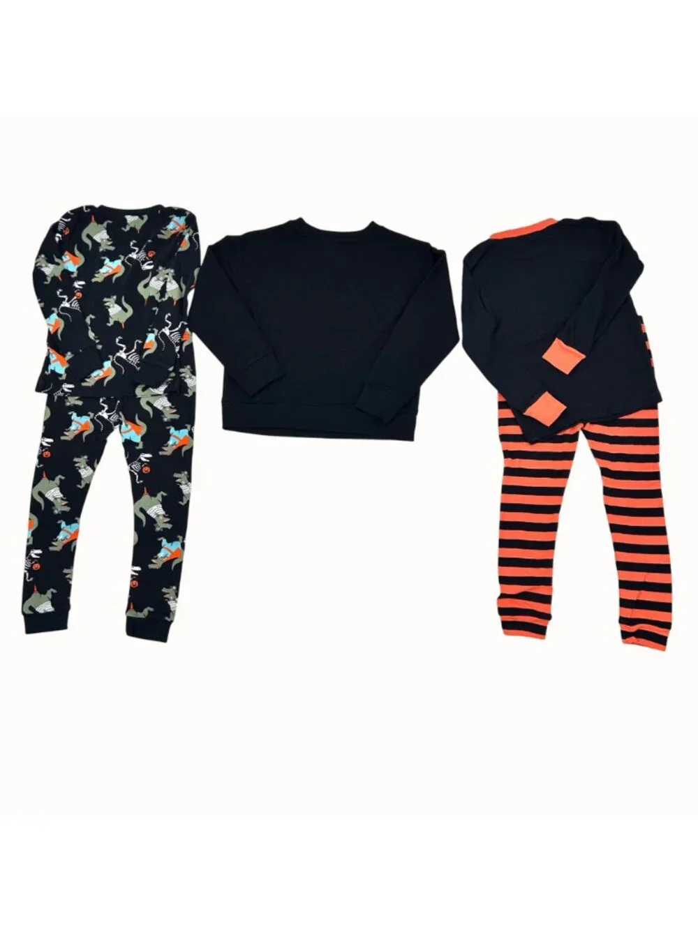 5 PC LOT 4T/XS HALLOWEEN PJS & SWEATSHRT DINOSAUR PIRATE SPIDERWEB SKELETON GLOW
